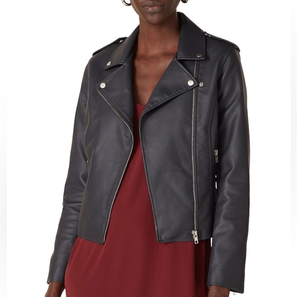 BB Dakota Black Faux Leather Moto Vest